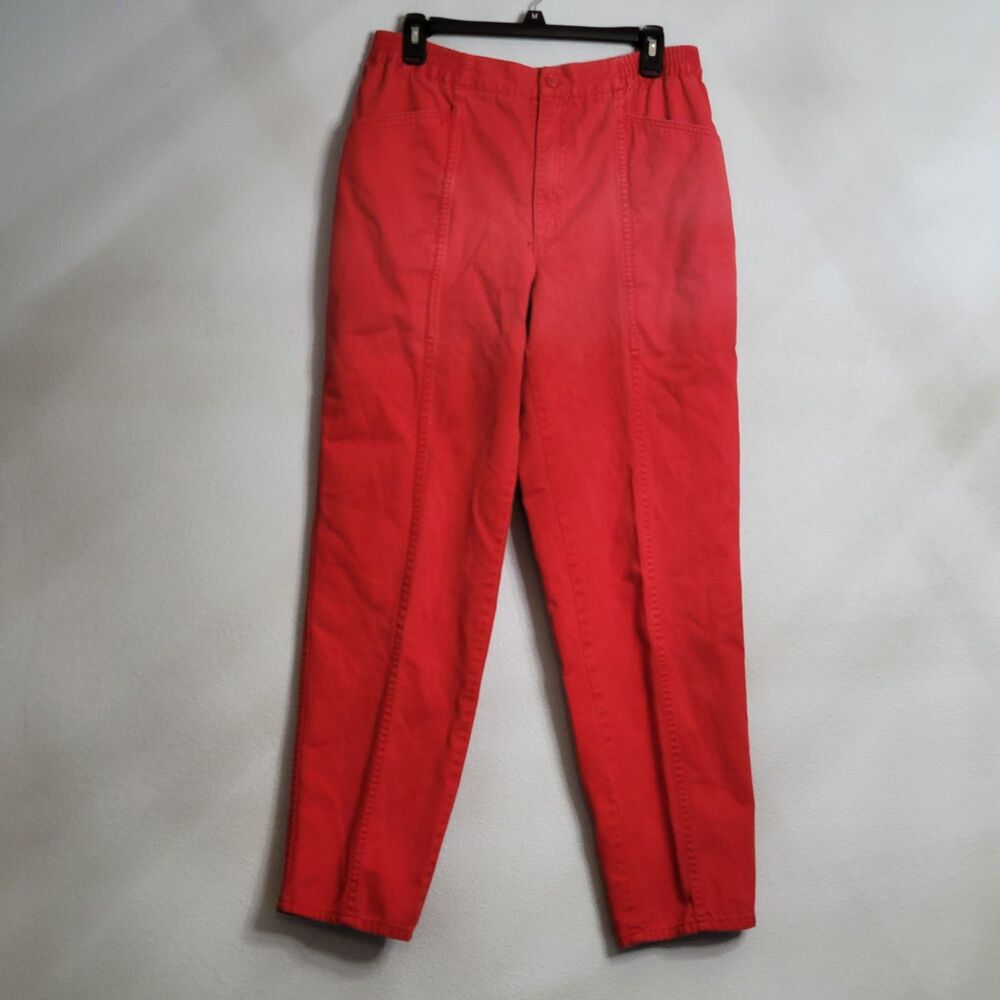 VTG 80s Coca-Cola Red Tapered Pants High-Waisted Mom Style Size 10 Uniform Retro